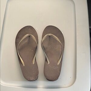 Gold and Brown Women's Flip Flops